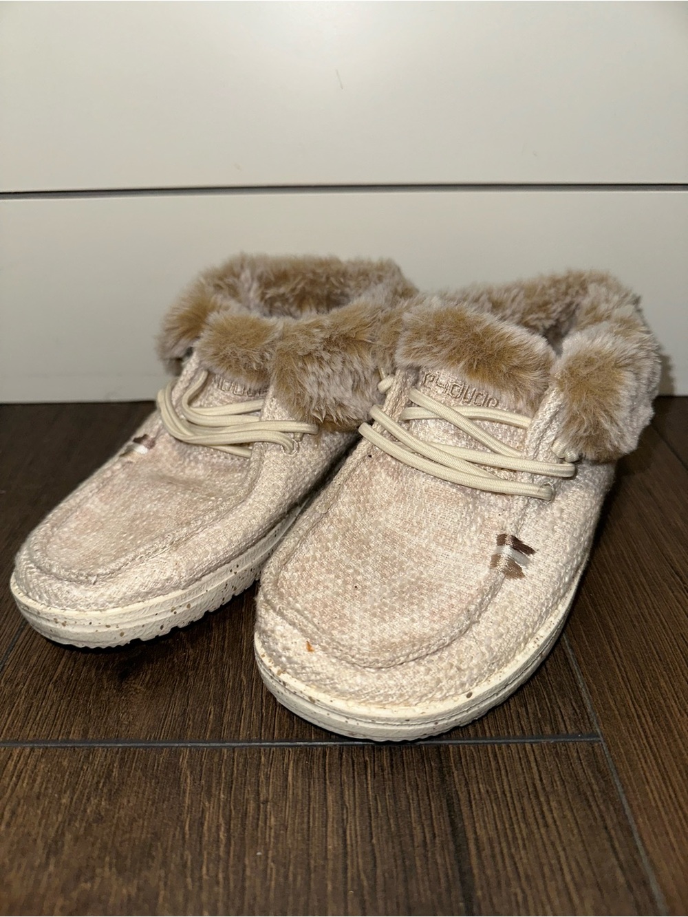 Kids Hey Dude Britt Boho Leo Faux Fir lined slip-ons